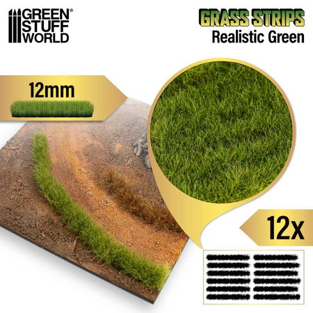 GSW - Grass Strips 12 mm - Realistic Green