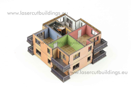 Blok punktowiec z balkonami - dodatkowe piętra LBHP0354 - prepaint - 1:56 / 28mm