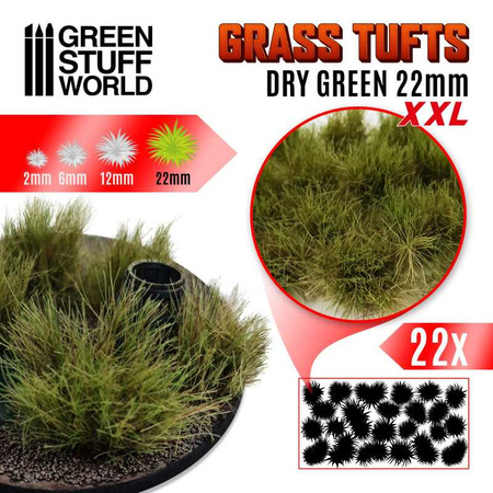 GSW - Grass TUFTS XXL - 22mm self-adhesive - DRY GREEN