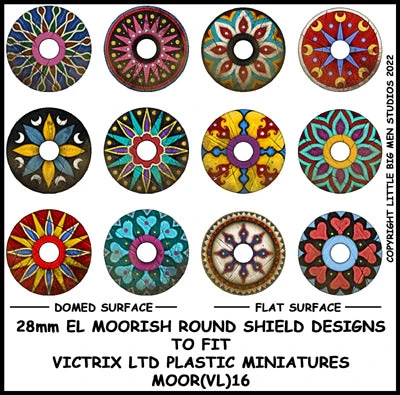 Norman Shield Designs 16 – Kalkomanie do tarcz okrągłych (Victrix Norman Cavalry)