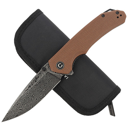 Nóż składany CIVIVI Brazen Brown Micarta, Black Damascus (C2102DS-1)