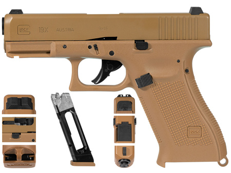 Pistolet wiatrówka Glock 19X blowback 4,5 mm coyote BB CO2