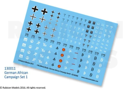 RUBICON 130011 - German African Campaign Set 1 Decal Sheet