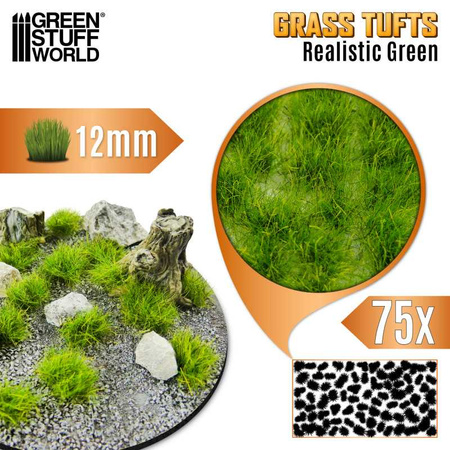 GSW - Static Grass Tufts 12 mm - Realistic Green