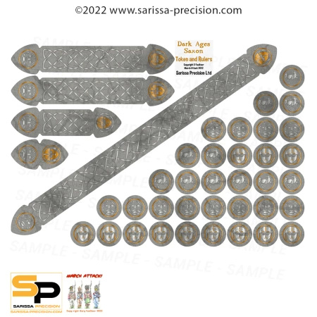 SARISSA PRECISION - Dark Ages Saxon Token & Ruler Set - Full Colour