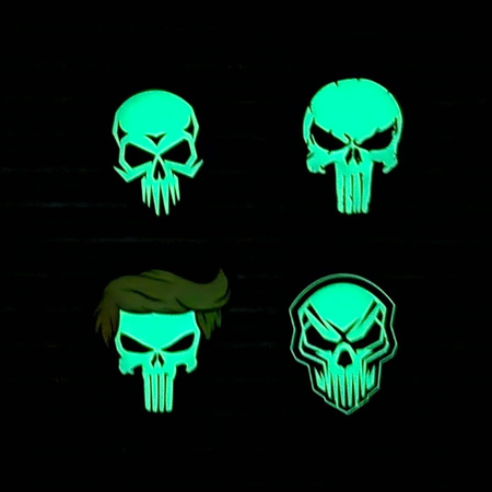 Naszywka 3D PVC Psycho skull glow in the dark - Świecąca w ciemności 101 INC