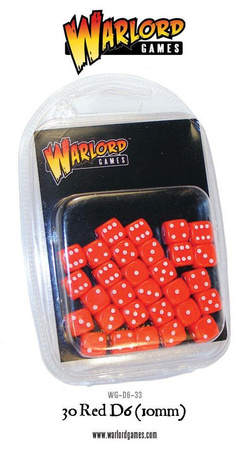 WARLORD - Kostki 30 Red D6 (10mm)