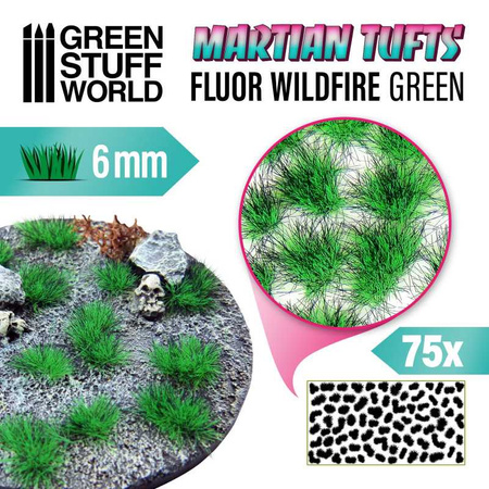 Green Stuff World Martian Fluor Tufts - FLUOR WILDFIRE GREEN 6mm