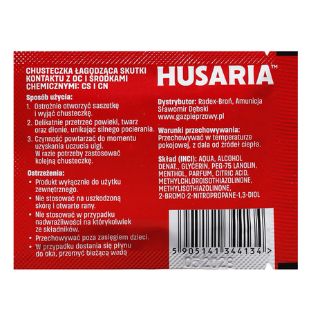 Chusteczka Dekontaminacyjna Neutralizująca Gaz Pieprzowy HUSARIA 