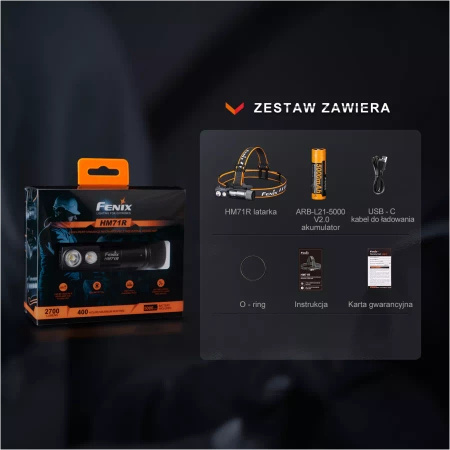 Latarka czołowa Fenix HM71R 2700 lm z akumulatorem