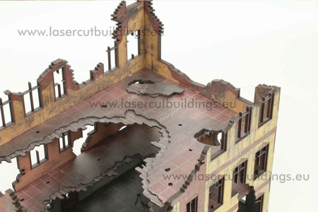 Kamienica ceglana I gen. II wersja zniszczona LBHP0231 - prepaint - 1:56 / 28mm