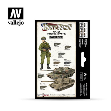 VALLEJO 70223 Zestaw World War III 6 farb - NATO Armour & Infantry