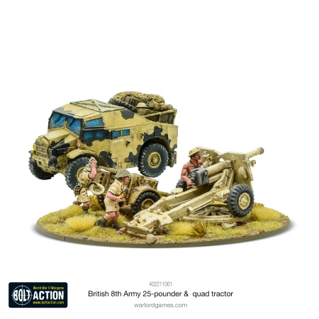 BOLT ACTION 8th Army 25 pounder Light Artillery, Quad & Limber