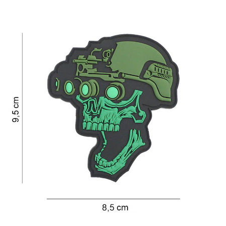 Naszywka 3D PVC Night vision skull green