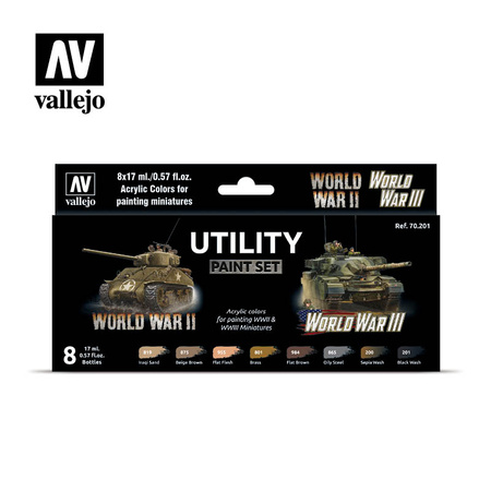 VALLEJO 70201 Zestaw World War II & III 8 farb - Utility Paint Set