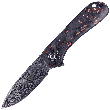 Nóż składany CIVIVI Elementum Flipper Shredded Carbon Fiber / Copper Shred, Black Damascus (C907C-DS3)