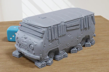 PM - Wrecked Soviet Van - 3D Printed - 28mm