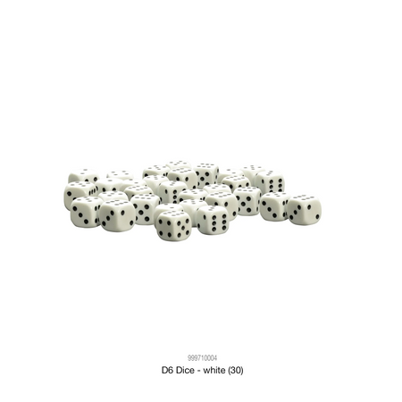 WARLORD - Kostki 30 White D6 (10mm)