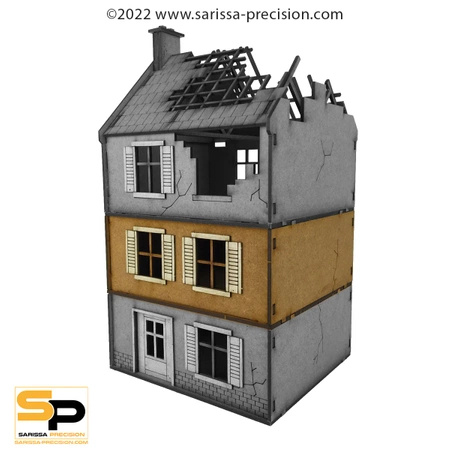 SARISSA PRECISION - DESTROYED SMALL HOUSE (28MM) + dodatkowe piętro