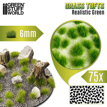 GSW - Static Grass Tufts 6 mm - Realistic Green