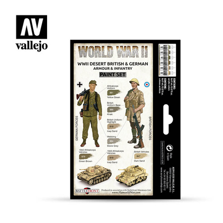 VALLEJO 70208 Zestaw World War II 6 farb - Desert British & German Armour & Infantry