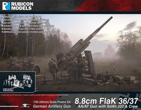 RUBICON 280069 - 8.8cm Flak 36/37 AA/AT Gun with SdAh 202 & Crew