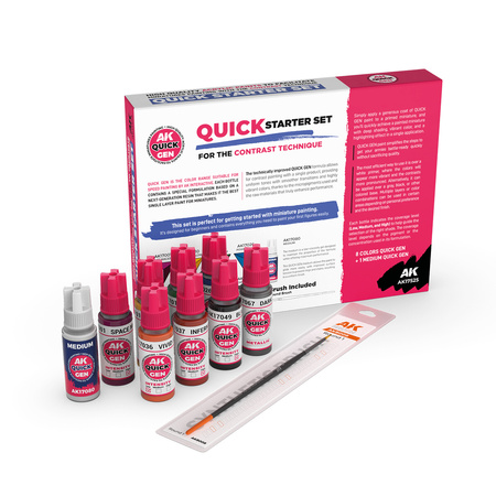 AK Interactive QUICK STARTER SET (8 QUICK GEN + 1 MEDIUM + 1 FREE BRUSH)