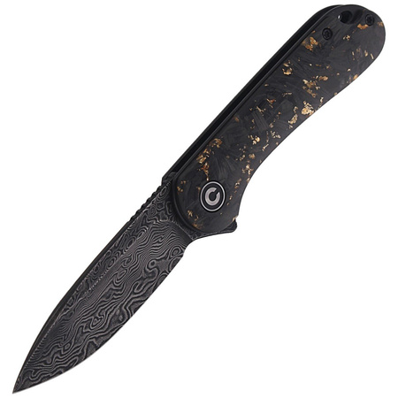 Nóż składany CIVIVI Elementum Flipper Shredded Carbon Fiber / Golden Shred, Black Damascus (C907C-DS1)