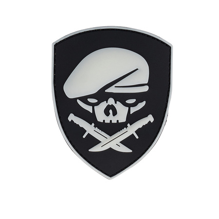 Naszywka 3D PVC US Special Forces Skull Ranger Czarna świecąca w ciemności 101 INC