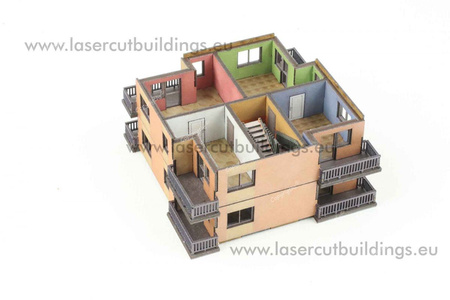 Blok punktowiec z balkonami - dodatkowe piętra LBHP0354 - prepaint - 1:56 / 28mm
