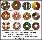 Late Saxon / Anglo Dane Shield Designs LSAX 1 – kalkomanie tarcz dla figurek Victrix Saxon