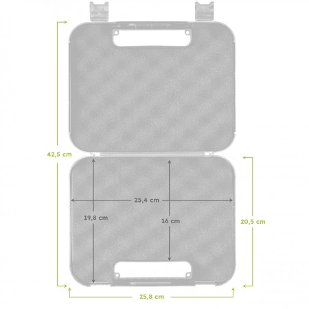 Skrzynka na pistolet Megaline 24,7x17,7x7,1 cm czarny z czarnymi klamrami