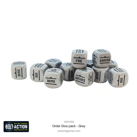 BOLT ACTION Orders Dice Pack - Grey