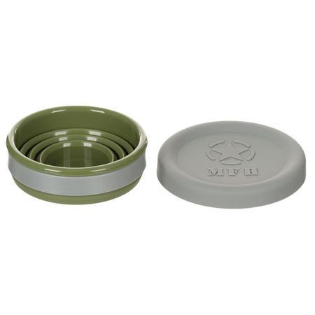 Składany silikonowy kubek z pokrywką, silikonowy oliwkowo-zielony (OD green), 200 ml. MFH