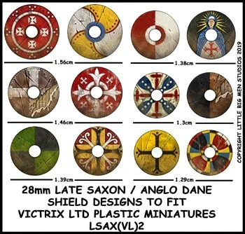 Late Saxon / Anglo Dane Shield Designs LSAX 2 – kalkomanie do tarcz dla modeli saksońskich