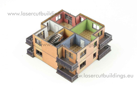 Blok punktowiec z balkonami - dodatkowe piętra LBHP0354 - prepaint - 1:56 / 28mm