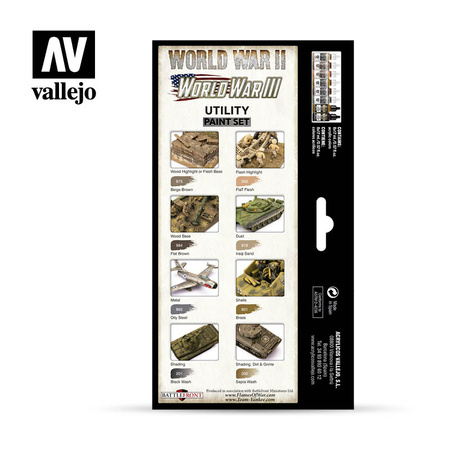 VALLEJO 70201 Zestaw World War II & III 8 farb - Utility Paint Set