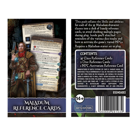 Maladum Reference Cards
