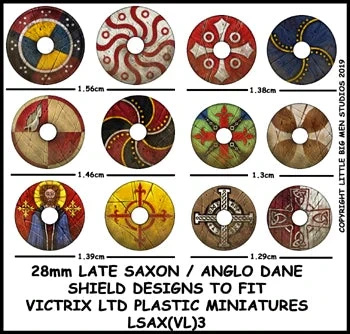 Late Saxon / Anglo Dane Shield Designs LSAX 3 – kalkomanie do tarcz saksońskich
