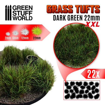GSW - Grass TUFTS XXL - 22mm self-adhesive - DARK GREEN