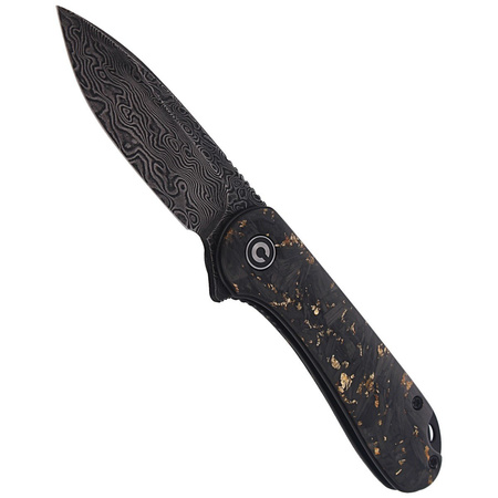 Nóż składany CIVIVI Elementum Flipper Shredded Carbon Fiber / Golden Shred, Black Damascus (C907C-DS1)