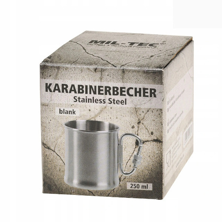 Kubek Turystyczny Stalowy 250ml z karabińczykiem MIL-TEC