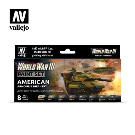 VALLEJO 70220 Zestaw World War III 8 farb - American Armour & Infantry