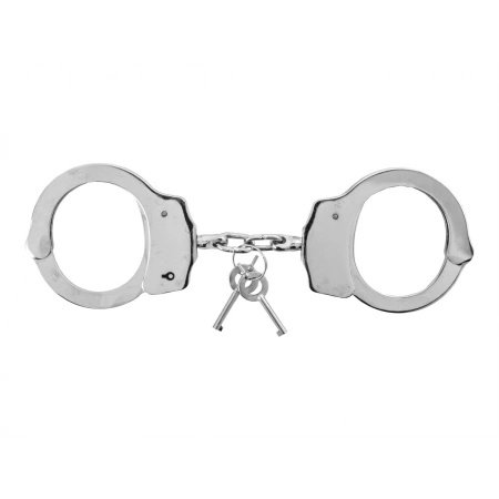 Kajdanki Deluxe Stalowe, Niklowane z Podwójną Blokadą + 2 Kluczyki MFH