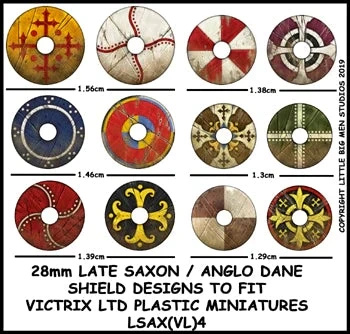 Late Saxon / Anglo Dane Shield Designs LSAX 4 – kalkomanie do tarcz saksońskich