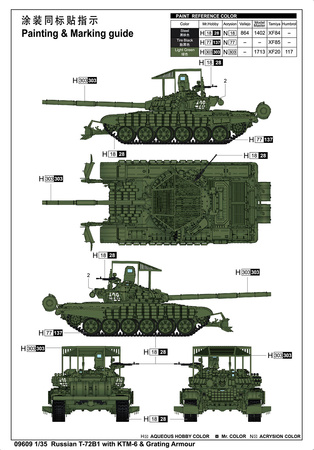 TRUMPETER 09609 T-72B1 w/KTM-6 & Grating Armour - 1:35