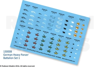 RUBICON 130008 - German Heavy Panzer Battalion Set 1 Decal Sheet