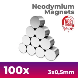 GSW - Neodymium Magnets 3x0'5mm - 100 units (N52)