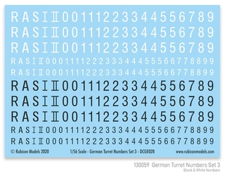 RUBICON 130059 - German Turret Numbers Set #3 (Black & White Lettering)